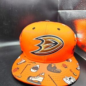 Anaheim Ducks NHL Arena Giveaway Bright Orange All Over Print Baseball Hat Cap